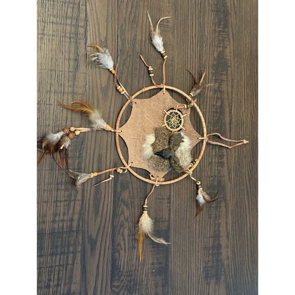 Leather Stretched Authentic DreamCatcher W/ Accent Moose - Picture 2 of 8